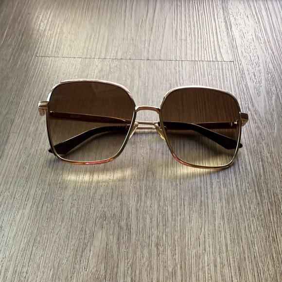 quay australia 5th ave gold brown oversized square glam sunglasses eyewear NEW - Picture 1 of 4